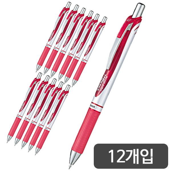 펜텔)에너겔 메탈포인트펜(BL77/0.7mm/적색)-다스(12개입)