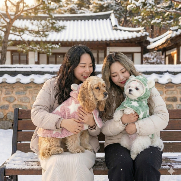 따뜻한 별 무늬 강아지 망토