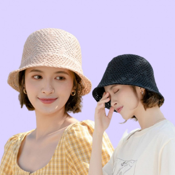 왕골모자 여름 펀칭 벙거지 모자 버킷햇 썬캡 짜임 패턴 버킷햇 깊은 모자 데일리모자