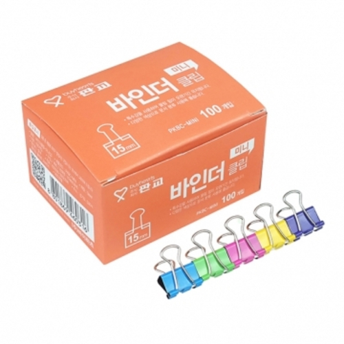 바이하츠 칼라 바인더클립슈파크립 미니 PKBC MINI 더블크립 15mm 100개