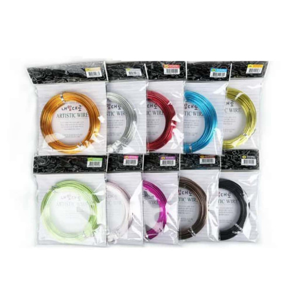 포비 와이어 공예 칼라철사 두께 2.0mm x 16M 5개입 노랑