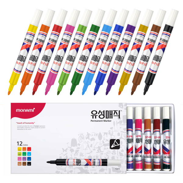 모나미 유성매직 12색 SET 2mm 원형닙