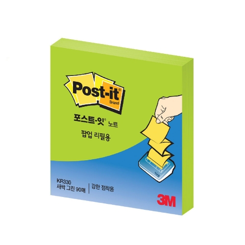 3M 포스트잇 슈퍼스티키팝업리필 KR 330SSN654 새싹그린 76 76 90매