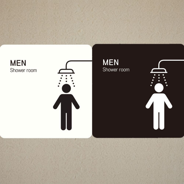 MEN Shower room2 부착형 정사각안내판 18x18cm 디자인문패