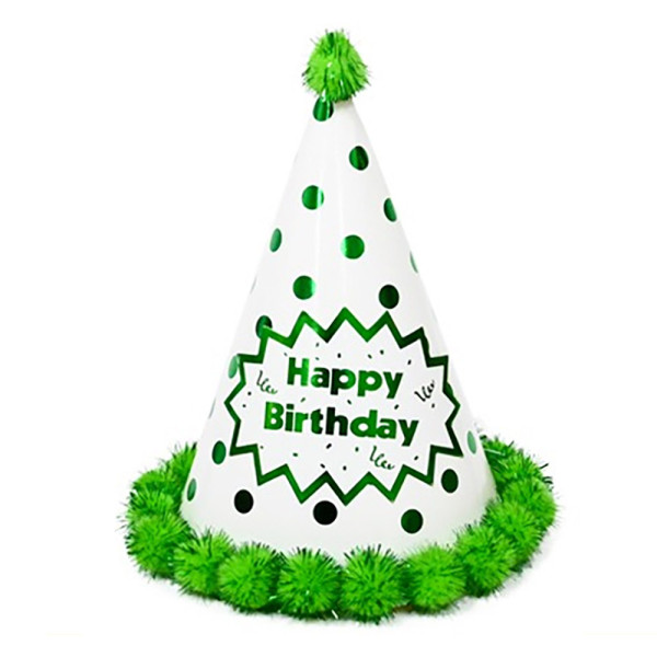 해피파티 고깔모자 생일파티 도트 생일 그린 꼬깔모자
