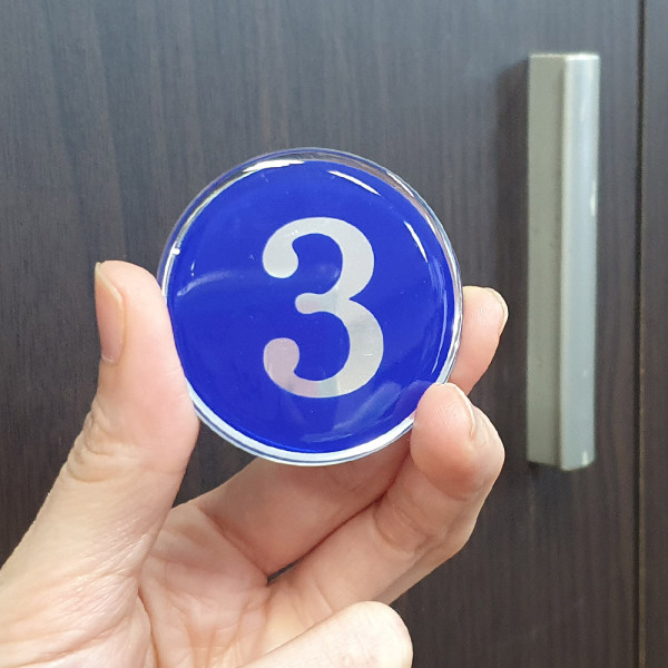 1P 원형 48mm 에폭시 번호판 블루 1~50