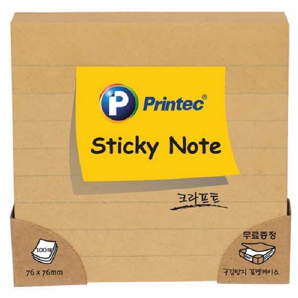 프린텍 L7676K 스티키노트 노트형 크라프트 76x76