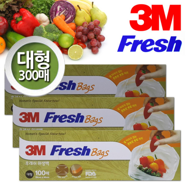 3M Fresh 엠보싱 위생백 대형 300매