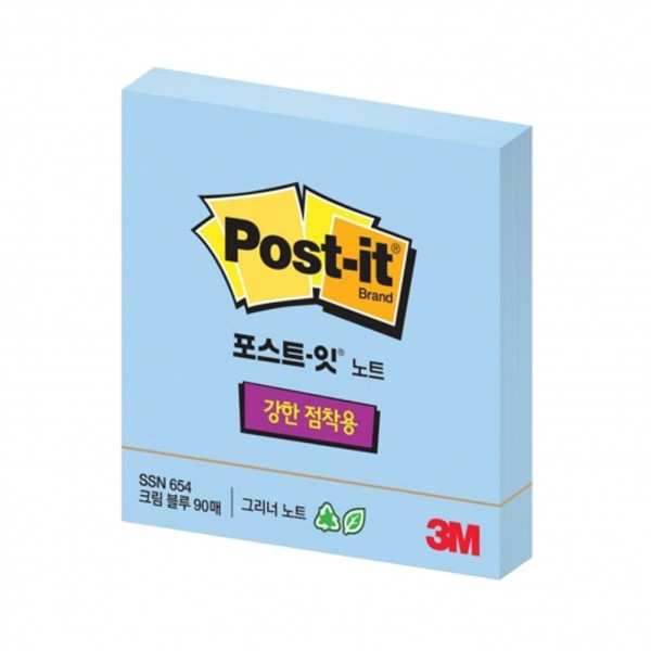 3M 포스트잇 654 SSN RC 크림블루 76 76 90매