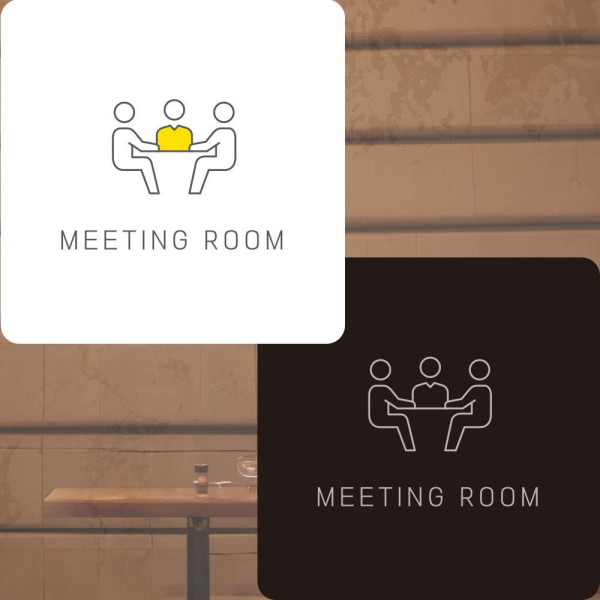 MEETING ROOM1 부착형 정사각안내판 알림판 22x22cm 디자인문패