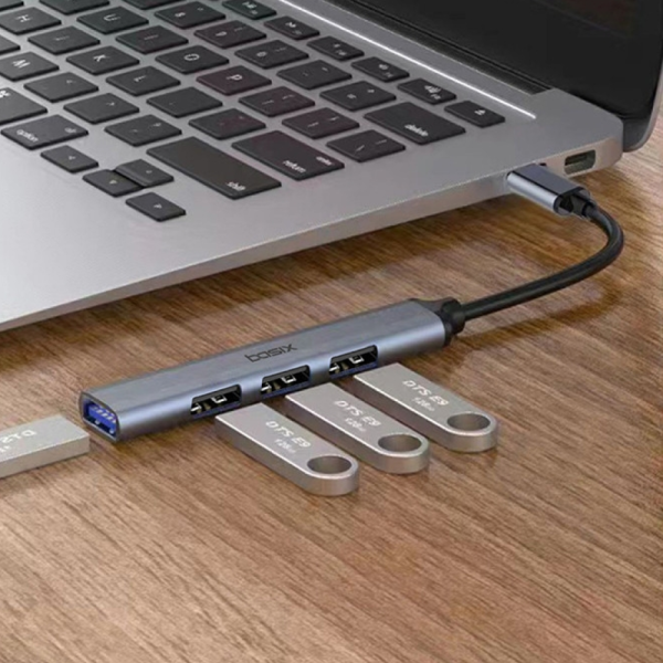 베이식스 USB C타입 허브 4포트 USB 3.0 2.0 무전원 멀티허브 BU4C