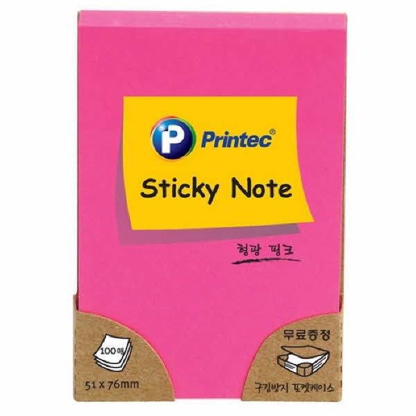 프린텍 N5176O 스티키노트 형광주황 51 x 76 100매
