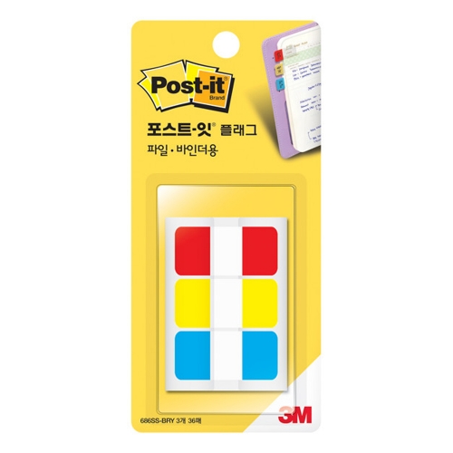 3M 포스트잇 인덱스탭 686SS 3BRY 38 18mm 12매 3색