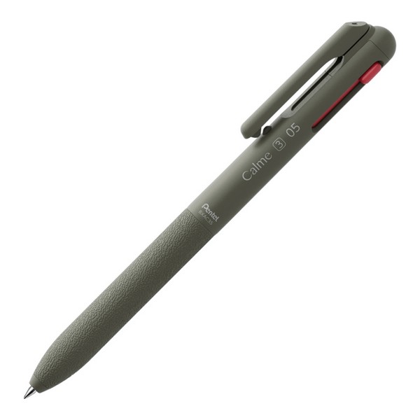 펜텔 카르므 3색 볼펜 0.5mm 카키 잉크 흑,청,적