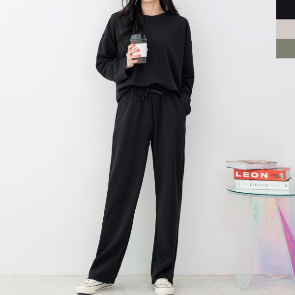 GQQ STT221 여자노링클루즈핏일자밴딩상하세트