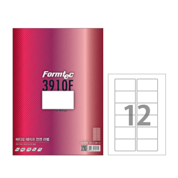폼텍 A4 비디오테이프용라벨 LQ-3910F 12칸 20매(LQ-3667호환)