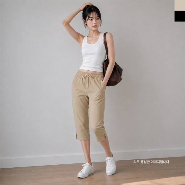 AGG 1022W 여자 아이스 쿨링 7부 카프리 밴딩 스판 트임 팬츠